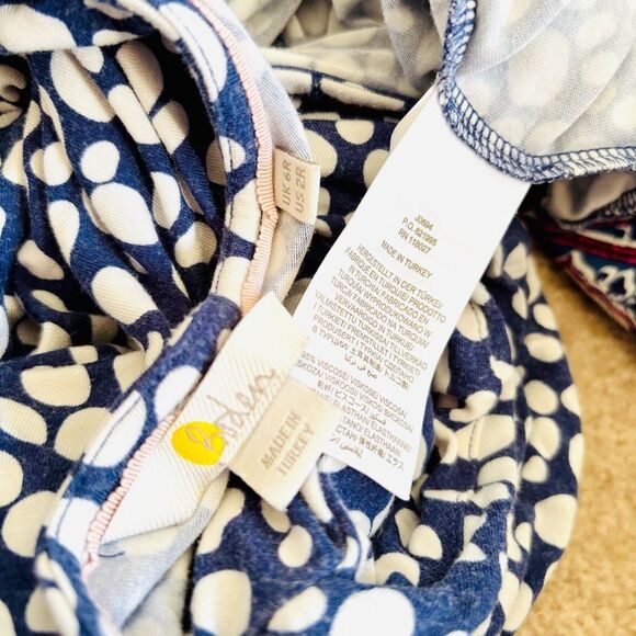 Boden Jane Jersey Midi Dress – Blue Depths Dot Print, V-Neck, Size 2 - Picture 6 of 7